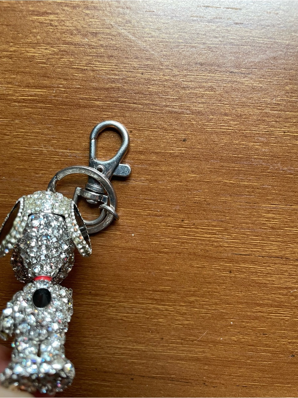 Crystal Pave Peanuts Snoopy Keychain Charm - Clear Rhinestones - Picture 5 of 7